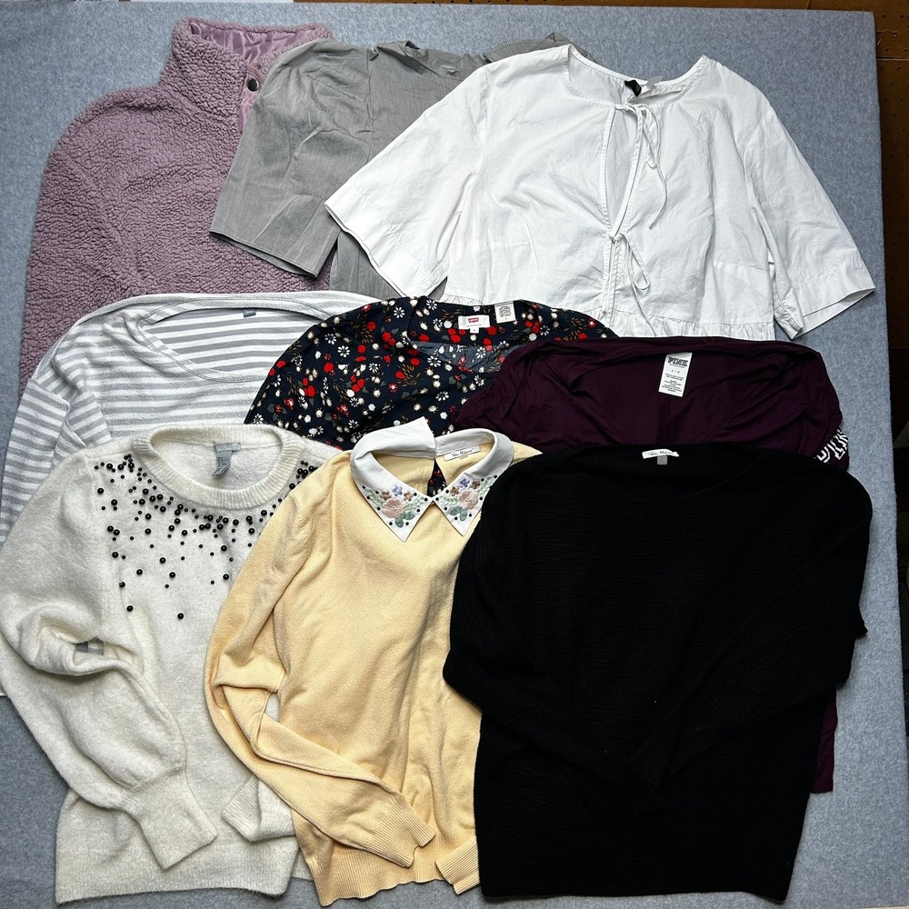Mixed‎ Brand Women Tops Lot 9pc Size Chest 19-20 Multicolor Cotton Knit Casual